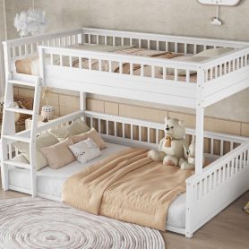 Full Xl Over Queen Bunk Bed With Ladder And Guardrails