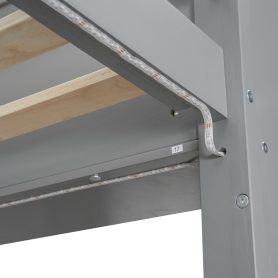 Wood Twin Size Gaming Loft Bed with Desk, Multi-storage Shelves, LED and a Hanging Clothes Rack