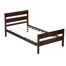 Rubber Wood Twin Bed With Headboard And Footboard
