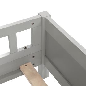 Twin Pine Wood Bed With Bookcase Headboard , LED Light and Guardrails