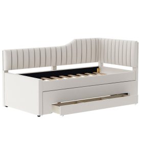 Upholstered Twin Size Daybed with Trundle and Three Drawers