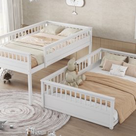 Full Xl Over Queen Bunk Bed With Ladder And Guardrails