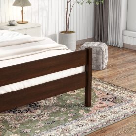 Rubber Wood Twin Bed With Headboard And Footboard