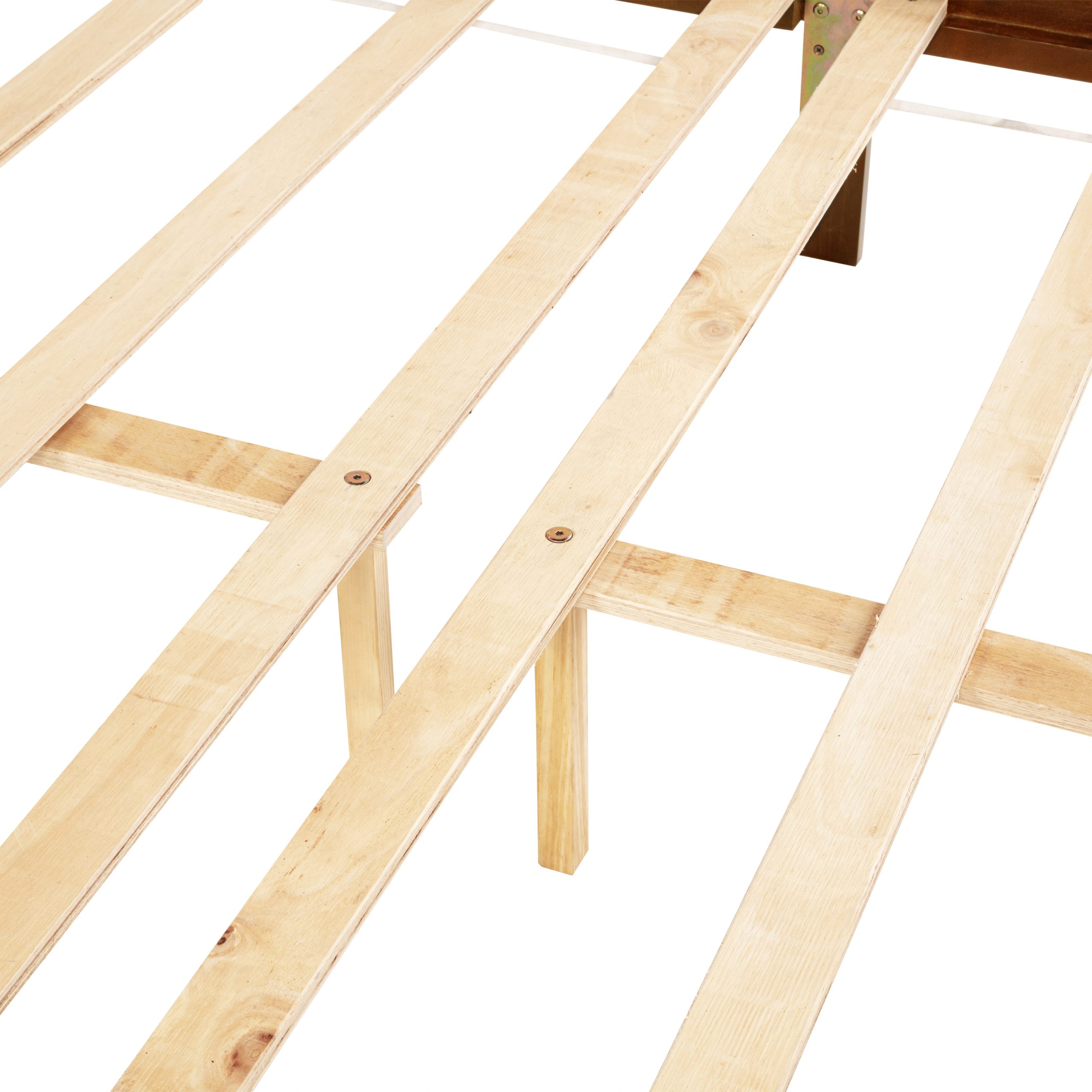 Queen Pine Wooden Bed With Rattan Headboard And Footboard, With Central Enhanced Bed Platform 4 Queen Pine Wooden Bed With Rattan Headboard And Footboard, With Central Enhanced Bed Platform