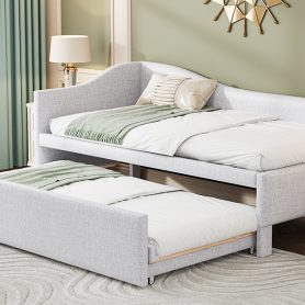 Twin Size Upholstered L-Shaped Daybed with Pop Up Trundle 38 Twin Size Upholstered L-Shaped Daybed with Pop Up Trundle