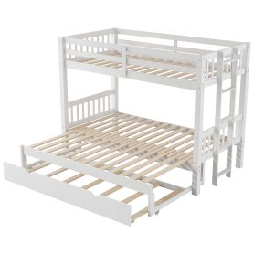 Wooden Twin over Pull-out Bunk Bed with Trundle