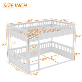 Wooden Queen Over Queen Bunk Bed With Ladder And Guardrails