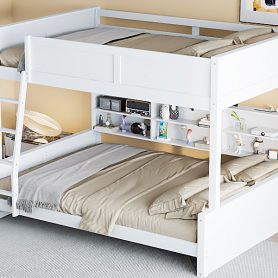 Full XL over Queen Bunk Bed with Storage Cabinets and USB Ports 28 Full XL over Queen Bunk Bed with Storage Cabinets and USB Ports