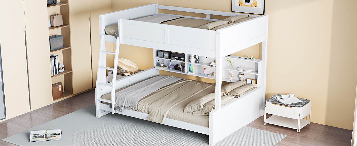 Full XL over Queen Bunk Bed with Storage Cabinets and USB Ports 11 Full XL over Queen Bunk Bed with Storage Cabinets and USB Ports