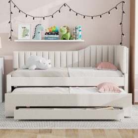 Upholstered Twin Size Daybed with Trundle and Three Drawers