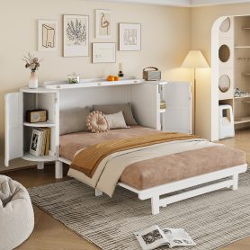 Queen Murphy Bed With Hidden Storage & Modern Woven Design