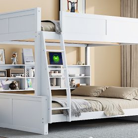 Full XL over Queen Bunk Bed with Storage Cabinets and USB Ports 27 Full XL over Queen Bunk Bed with Storage Cabinets and USB Ports