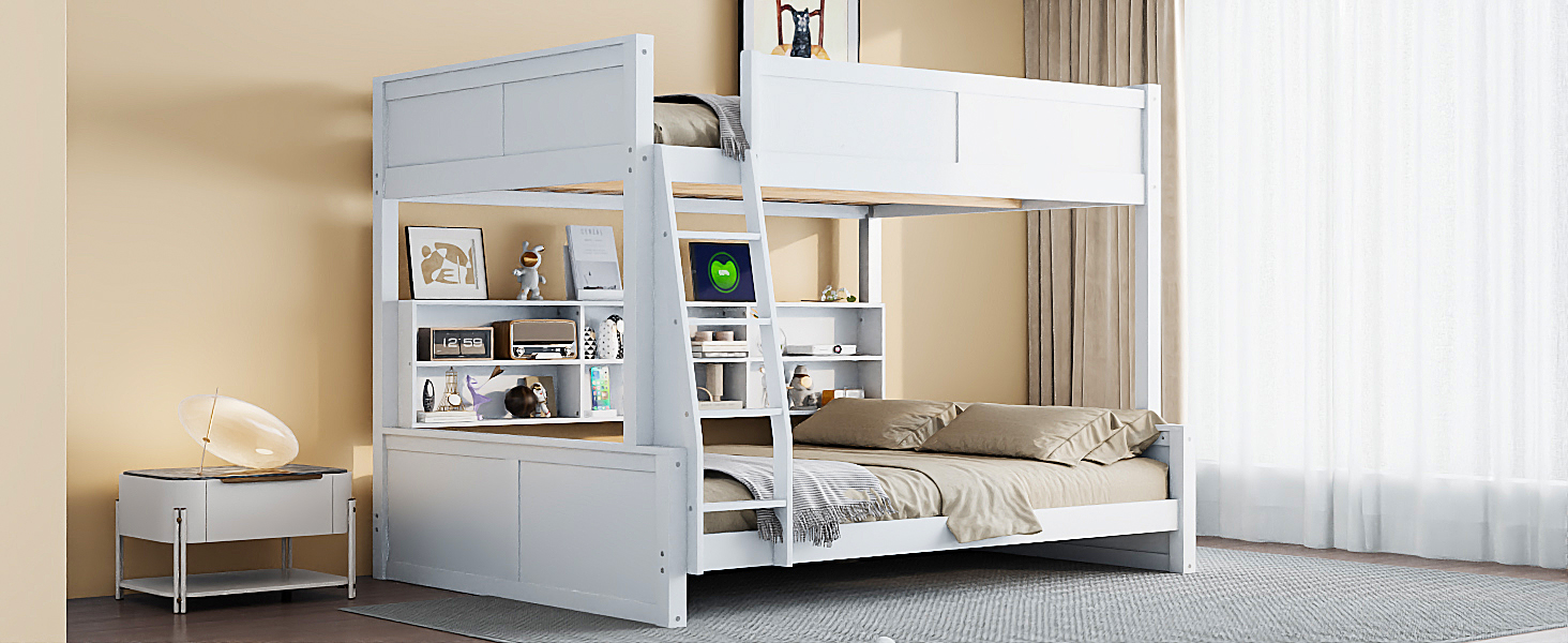 Full XL over Queen Bunk Bed with Storage Cabinets and USB Ports 10 Full XL over Queen Bunk Bed with Storage Cabinets and USB Ports