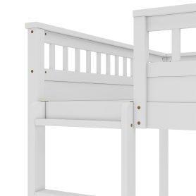 Wooden Queen Over Queen Bunk Bed With Ladder And Guardrails