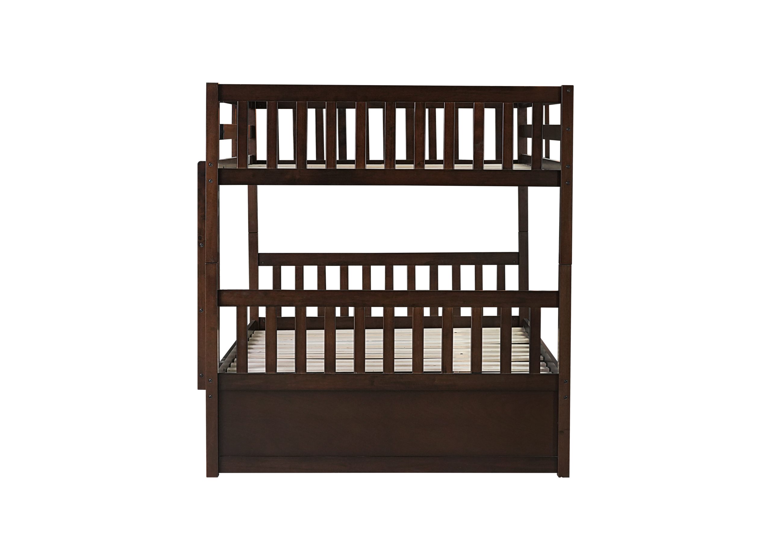 Full Over Full Bunk Bed with Trundle, Convertible to 2 Full Size Platform Bed