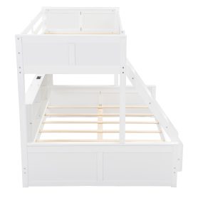 Twin XL over Queen Bunk Bed with Storage Cabinets and USB Ports