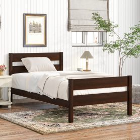 Rubber Wood Twin Bed With Headboard And Footboard