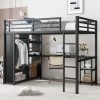 Metal Full Size Loft Bed Frame With Built-in Wardrobe, Desk And Storage Shelves 2 Metal Full Size Loft Bed Frame With Built-in Wardrobe, Desk And Storage Shelves