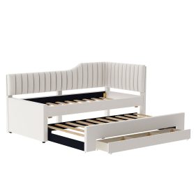 Upholstered Twin Size Daybed with Trundle and Three Drawers