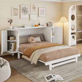 Queen Murphy Bed With Hidden Storage & Modern Woven Design