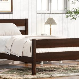 Rubber Wood Twin Bed With Headboard And Footboard