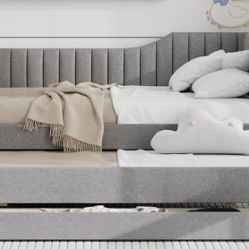 Upholstered Full Size Daybed with Trundle and Three Drawers 24 Upholstered Full Size Daybed with Trundle and Three Drawers