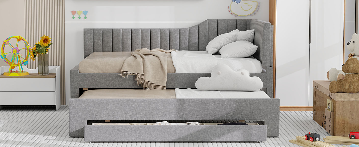 Upholstered Full Size Daybed with Trundle and Three Drawers 7 Upholstered Full Size Daybed with Trundle and Three Drawers