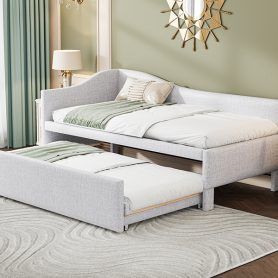 Twin Size Upholstered L-Shaped Daybed with Pop Up Trundle 37 Twin Size Upholstered L-Shaped Daybed with Pop Up Trundle