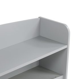 Full Pine Wood Bed with Bookcase Headboard ,LED Motion Sensor Light, Bed Guardrails