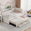 Upholstered Twin Size Daybed with Trundle and Three Drawers