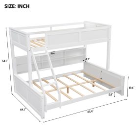 Twin XL over Queen Bunk Bed with Storage Cabinets and USB Ports