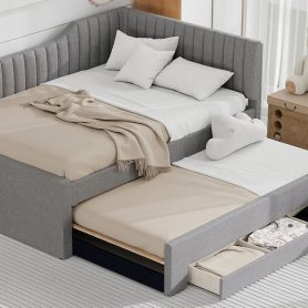 Upholstered Full Size Daybed with Trundle and Three Drawers 29 Upholstered Full Size Daybed with Trundle and Three Drawers