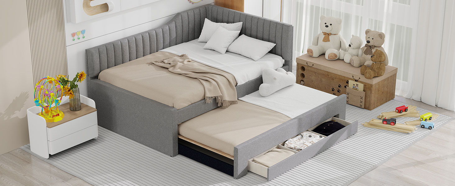 Upholstered Full Size Daybed with Trundle and Three Drawers 12 Upholstered Full Size Daybed with Trundle and Three Drawers