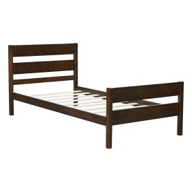 Rubber Wood Twin Bed With Headboard And Footboard