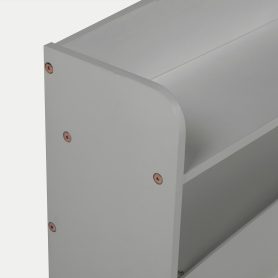 Twin Pine Wood Bed With Bookcase Headboard , LED Light and Guardrails