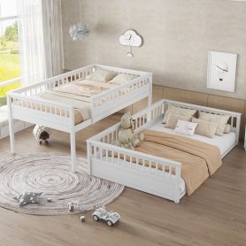 Full Xl Over Queen Bunk Bed With Ladder And Guardrails