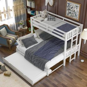 Wooden Twin over Pull-out Bunk Bed with Trundle