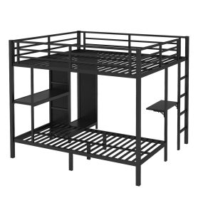 Metal King over Twin XL Size Bunk Bed Frame with Built-in Wardrobe 26 Metal King over Twin XL Size Bunk Bed Frame with Built-in Wardrobe