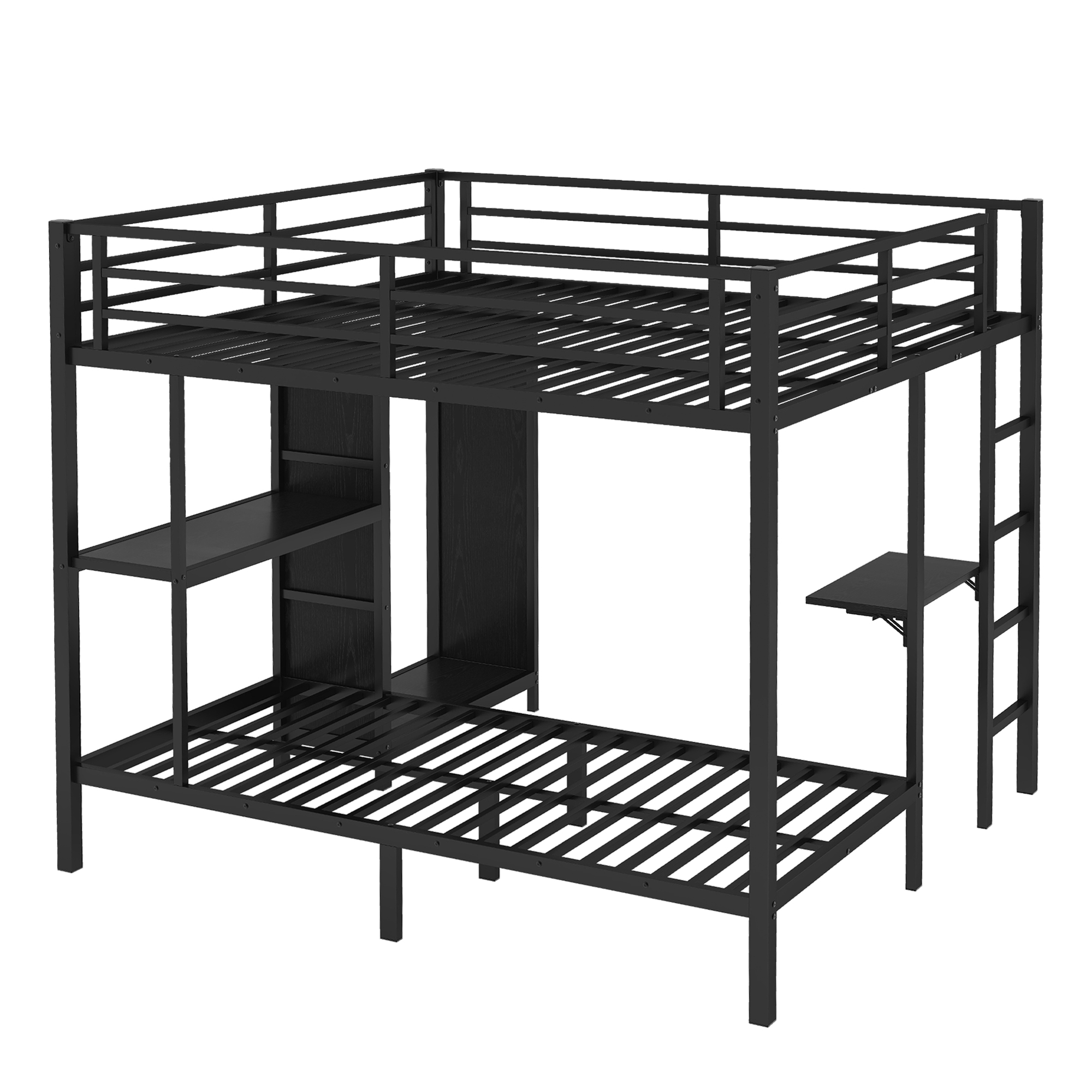 Metal King over Twin XL Size Bunk Bed Frame with Built-in Wardrobe 12 Metal King over Twin XL Size Bunk Bed Frame with Built-in Wardrobe