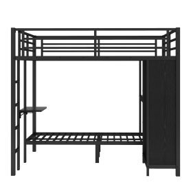 Metal King over Twin XL Size Bunk Bed Frame with Built-in Wardrobe 27 Metal King over Twin XL Size Bunk Bed Frame with Built-in Wardrobe
