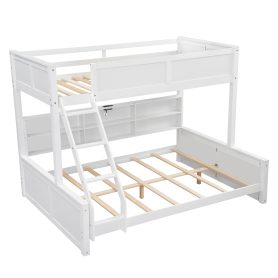 Twin XL over Queen Bunk Bed with Storage Cabinets and USB Ports
