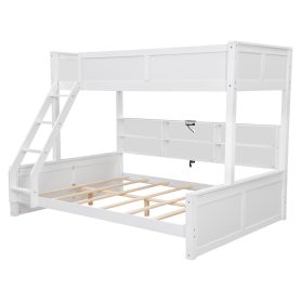 Twin XL over Queen Bunk Bed with Storage Cabinets and USB Ports