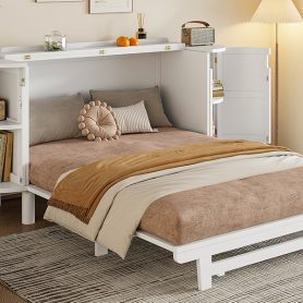 Queen Murphy Bed With Hidden Storage & Modern Woven Design