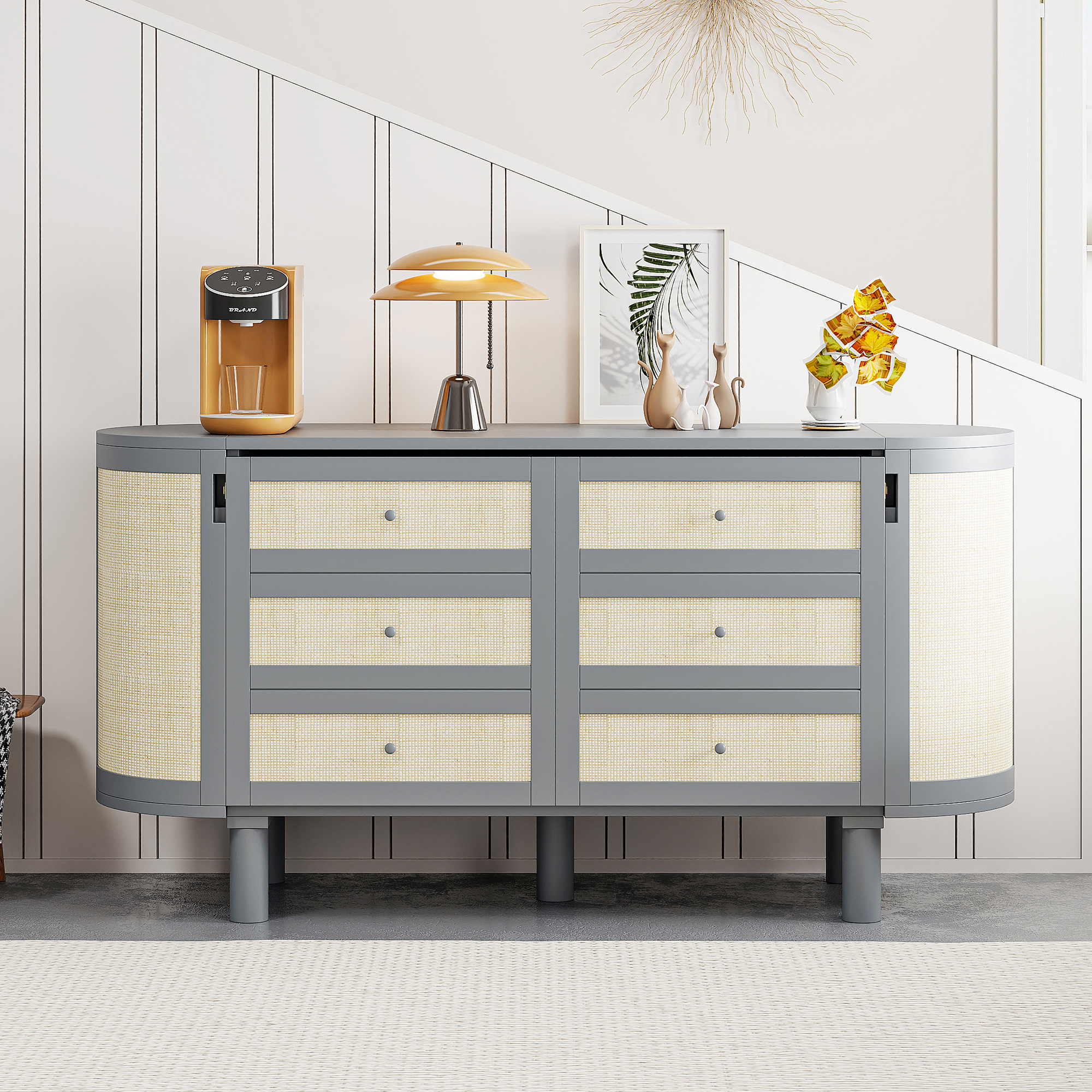 Full Murphy Bed with Hidden Storage & Modern Woven Design