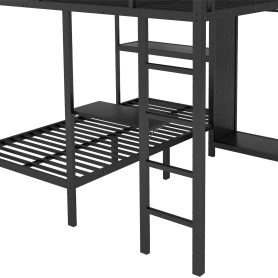 Metal King over Twin XL Size Bunk Bed Frame with Built-in Wardrobe 24 Metal King over Twin XL Size Bunk Bed Frame with Built-in Wardrobe
