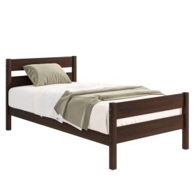 Rubber Wood Twin Bed With Headboard And Footboard