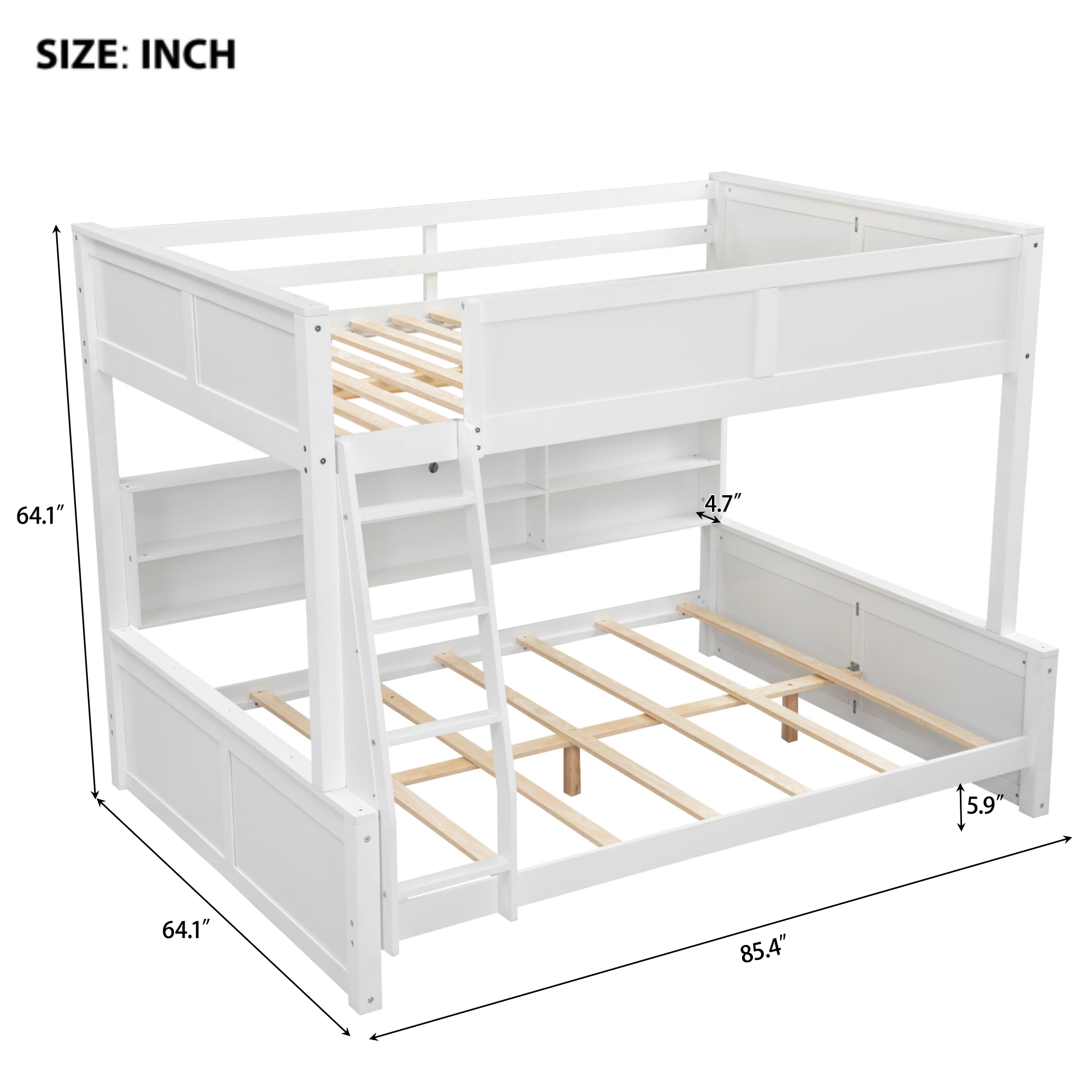 Full XL over Queen Bunk Bed with Storage Cabinets and USB Ports 12 Full XL over Queen Bunk Bed with Storage Cabinets and USB Ports