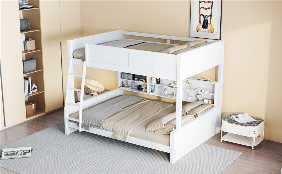 Full XL over Queen Bunk Bed with Storage Cabinets and USB Ports 6 Full XL over Queen Bunk Bed with Storage Cabinets and USB Ports