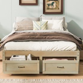Full Size Platform Bed with 6 Storage Drawers