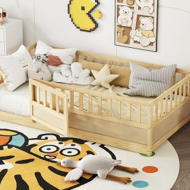 Twin Size DayBed, Integral Construction With Super High Security Barrier, Door